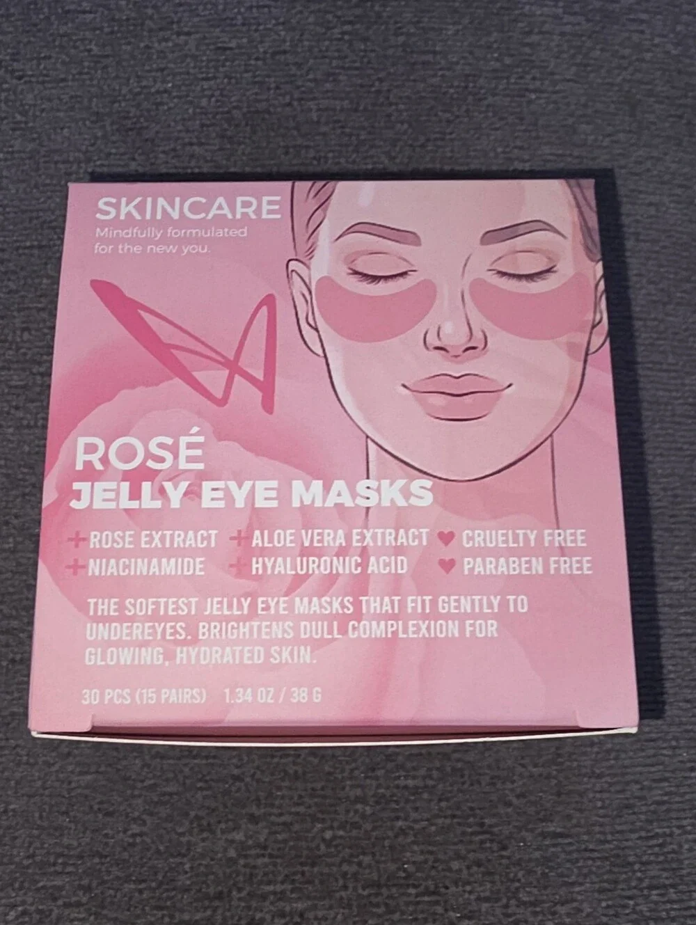 LA Splash Rosé Jelly Eye Masks - 30 Hydrating Pink Under-Eye Patches BNIB